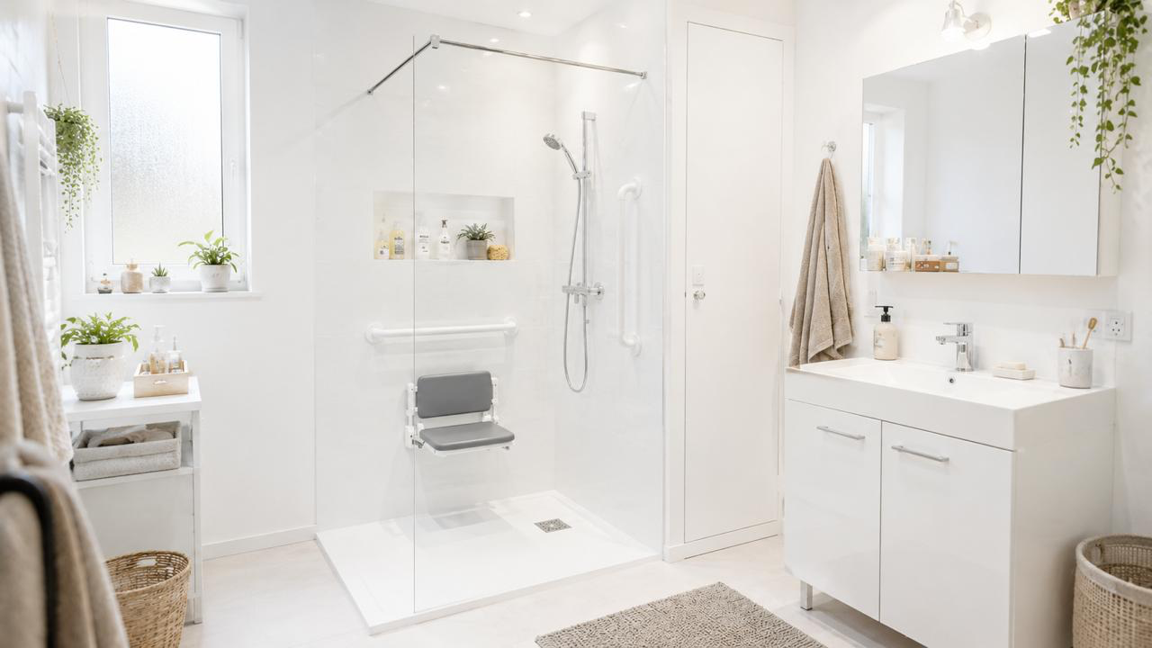 Douche à l'italienne moderne, accès de plain-pied